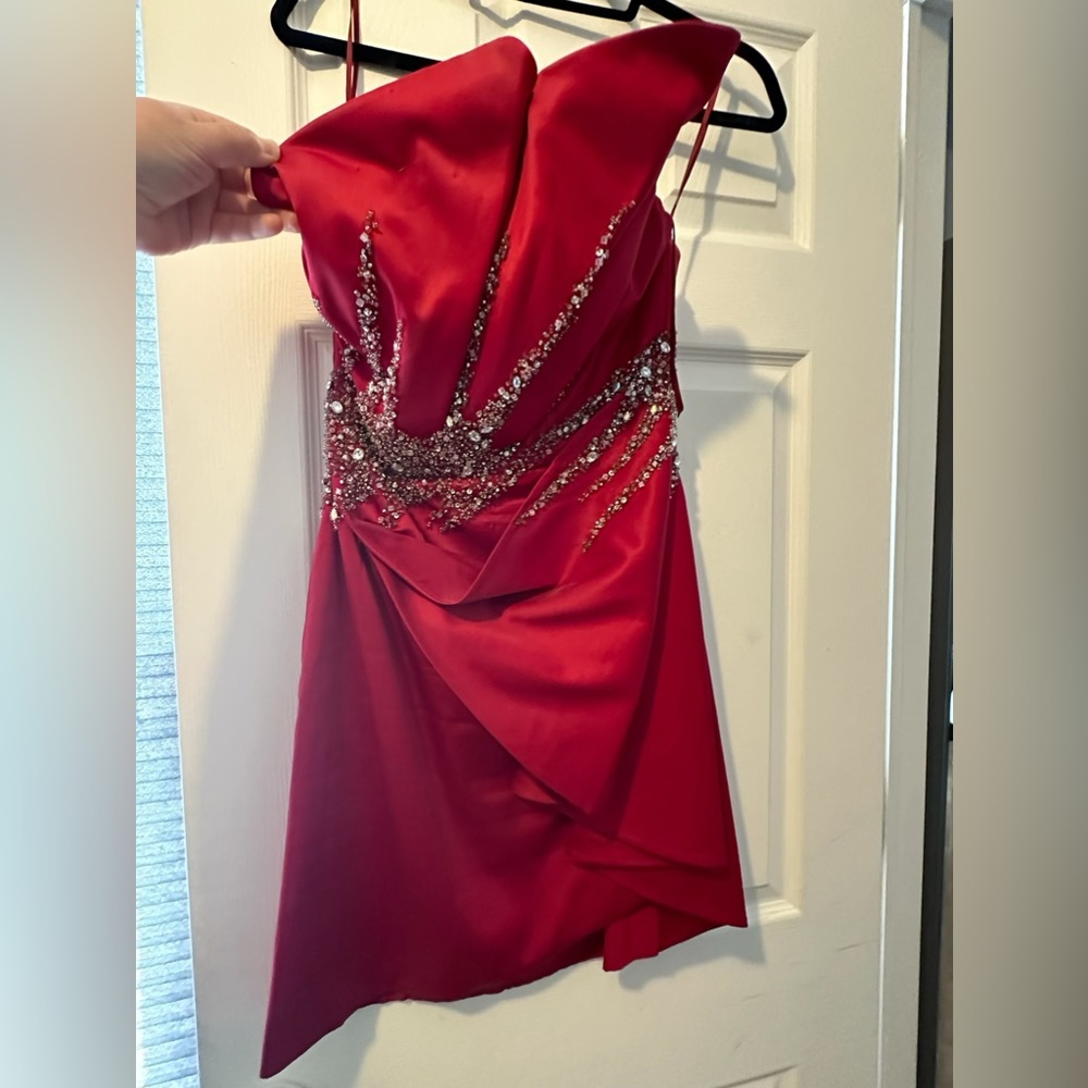 Ladies strapless cocktail dress with beading Size 2
